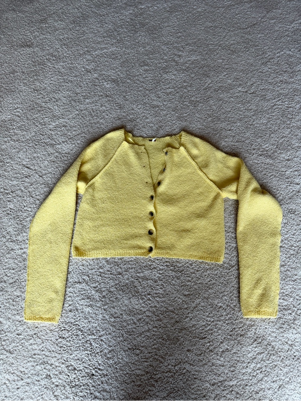 Free People Sunny Yellow Cropped Button Cardigan